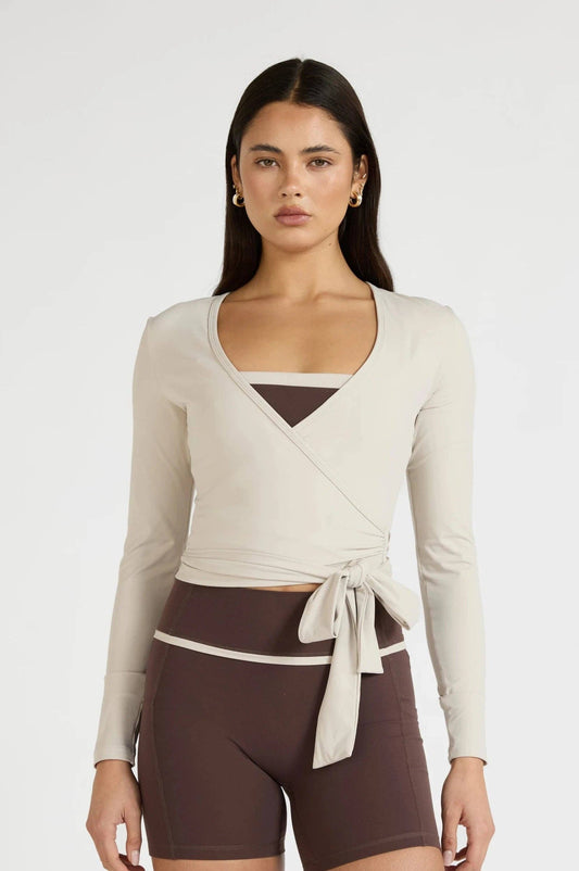 ALLFENIX CloudCore Lite Long Sleeve Wrap Top - Stone