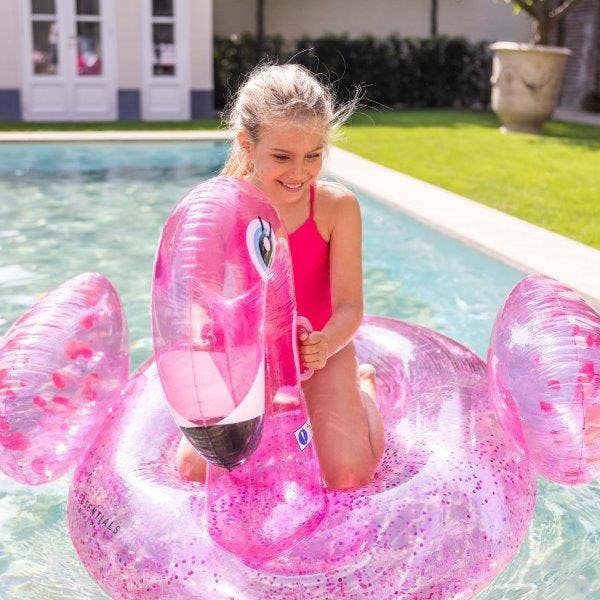 Swim Essentials Ride On, Neon Leopard Flamingo, 142 cm