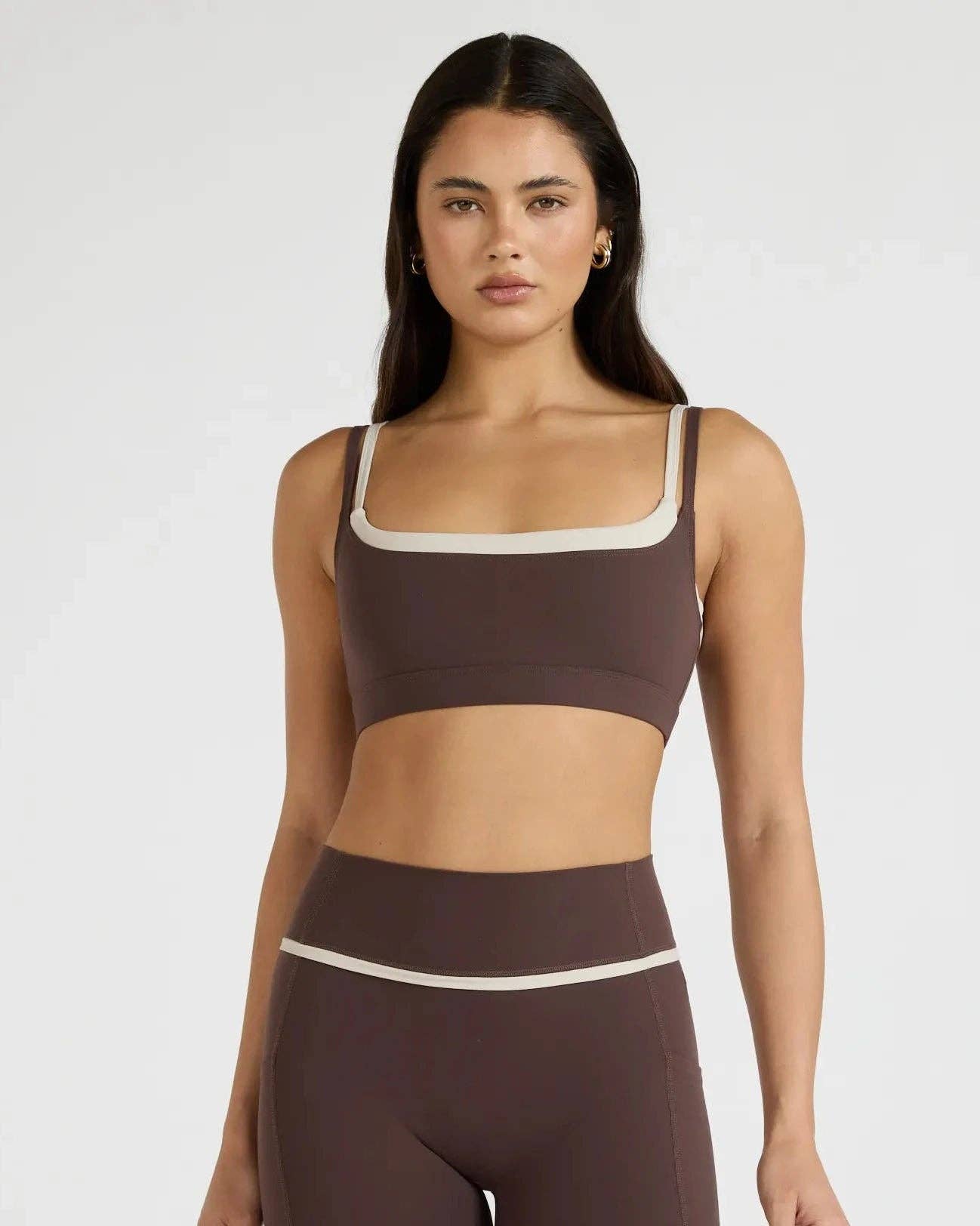 ALLFENIX CloudCore Double Layer Contrast Sports Bra - Espresso