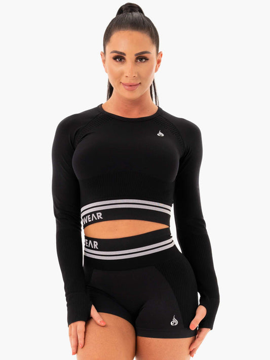 Ryderwear Freestyle Seamless Long Sleeve Crop - Black