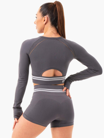 Ryderwear Freestyle Seamless Long Sleeve Crop - Charcoal