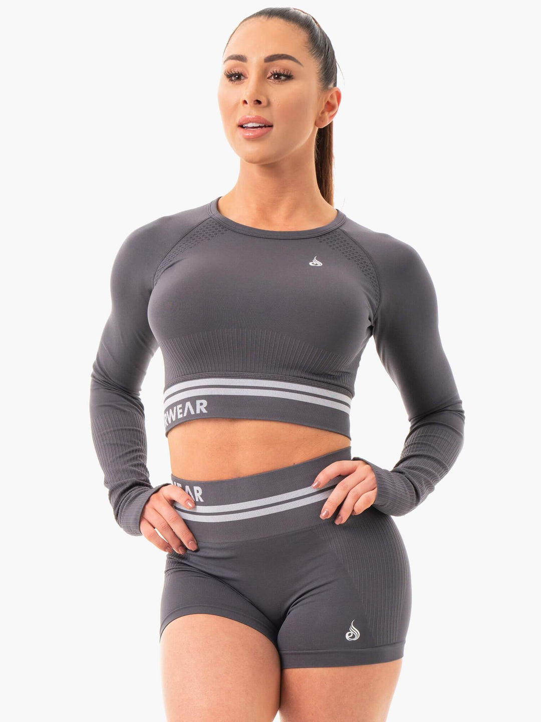 Ryderwear Freestyle Seamless Long Sleeve Crop - Charcoal