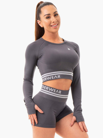Ryderwear Freestyle Seamless Long Sleeve Crop - Charcoal