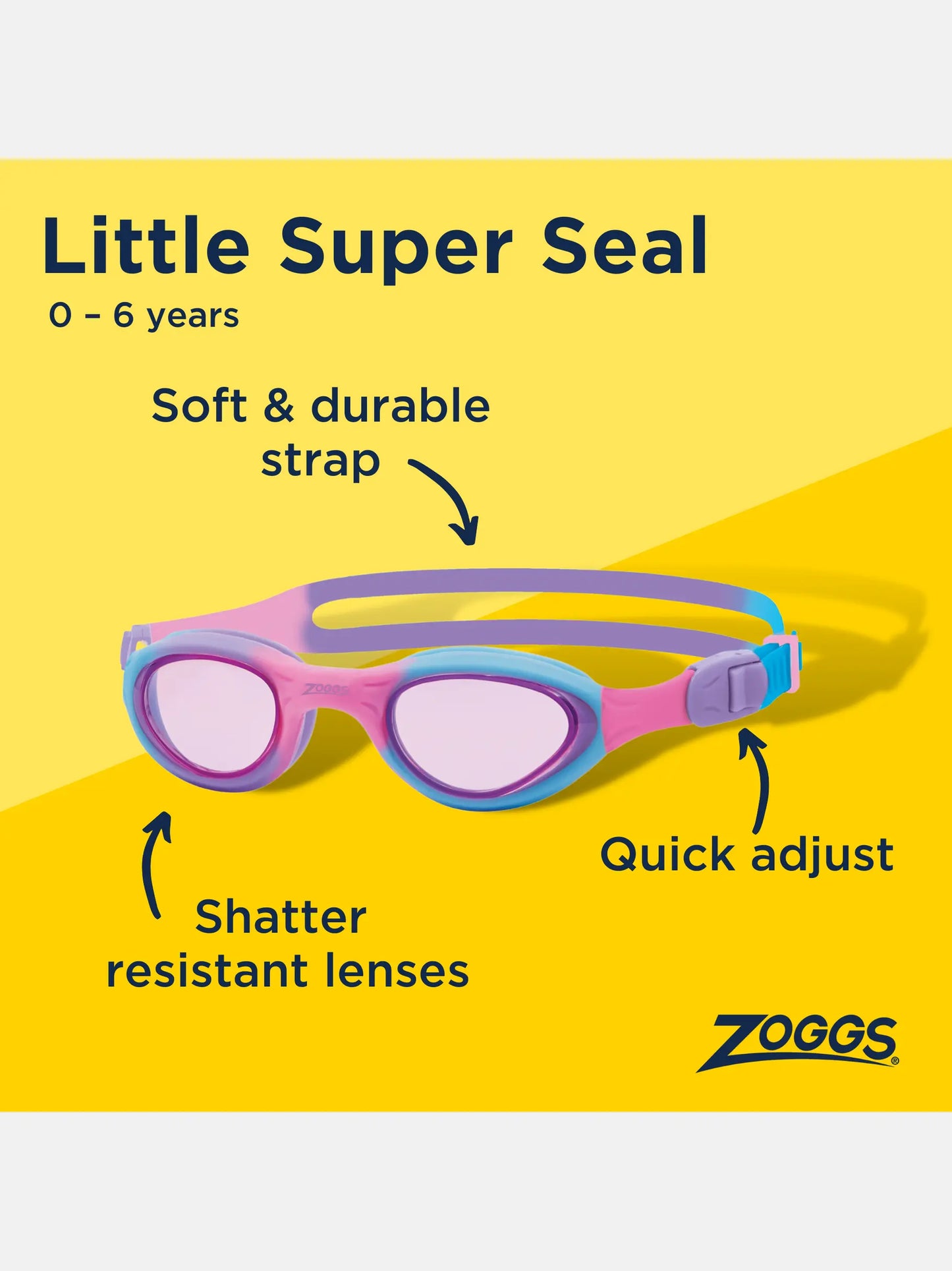 Zoggs Little Super Seal Goggles - Pink/Purple Tint pink