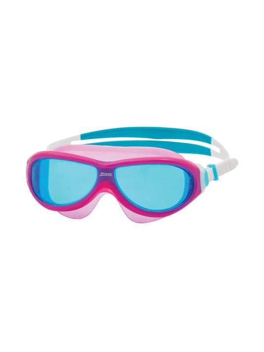 Zoggs Phantom Junior Mask - Pink/Blue/White Tinted Blue Lens