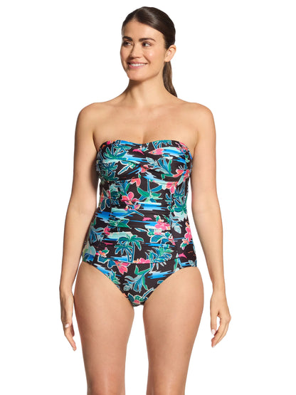 Retro Surf Ruched Bandeau Swimsuit